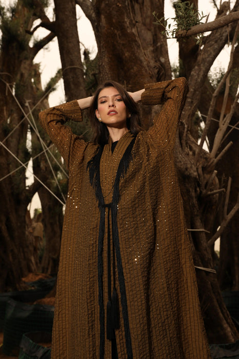 Embellished Pintuck Abaya
