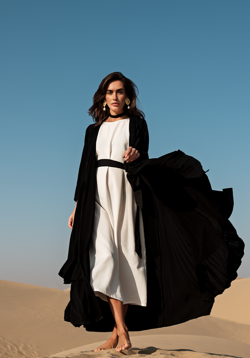 Layered Abaya with Pleats