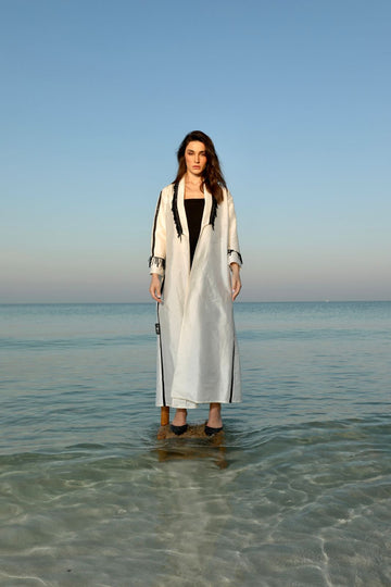 LUNA EMBELLISHED OFFE-WHITE ABAYA