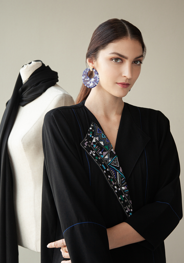 Embroidered Collar Abaya