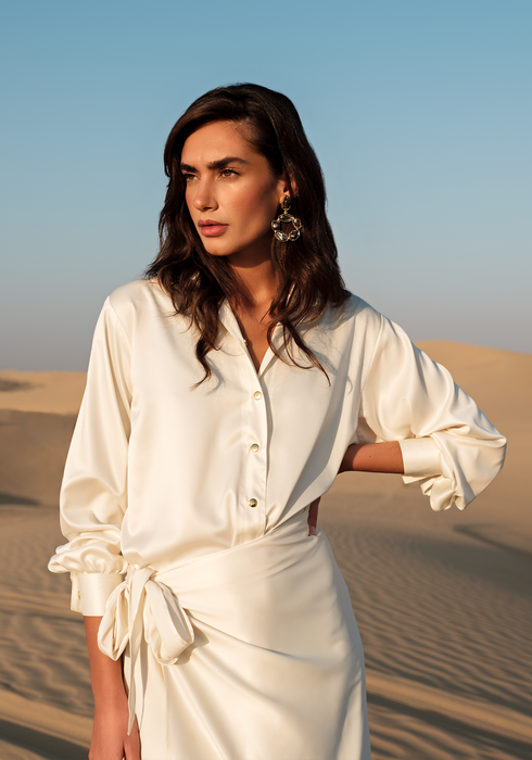 Luxe Shirt & Tie-up Skirt