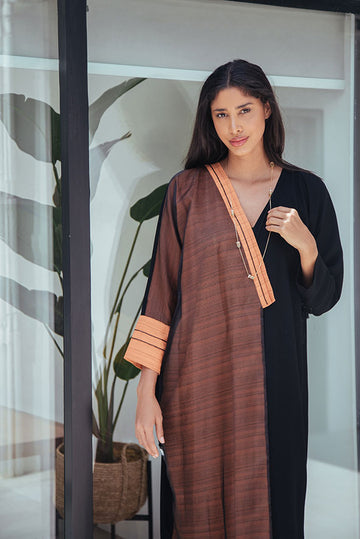 Sequins Fringe Abaya Rust