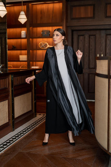 Colour Block Fringe Abaya