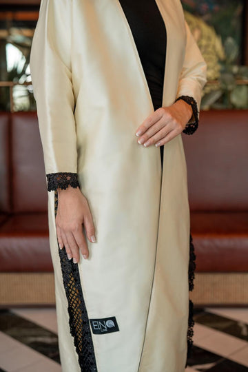 Beige Beading Lace Abaya