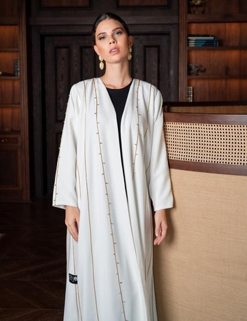 Crystal Embellished White Abaya